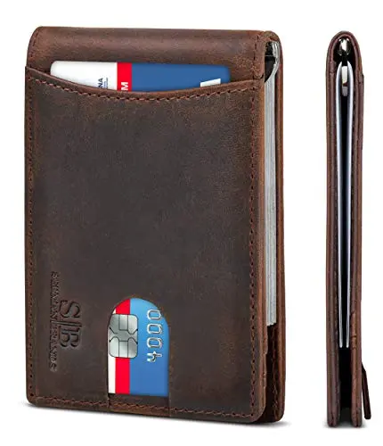 Minimalist Leather RFID Wallet with Money Clip