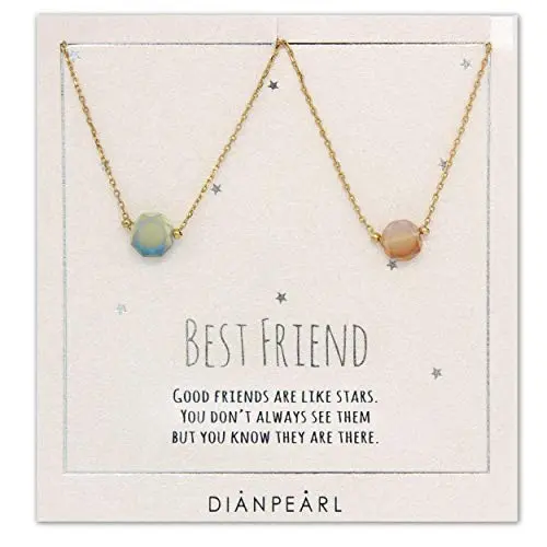 Gold Dainty Simulated Gemstone Necklace (Set of 2)