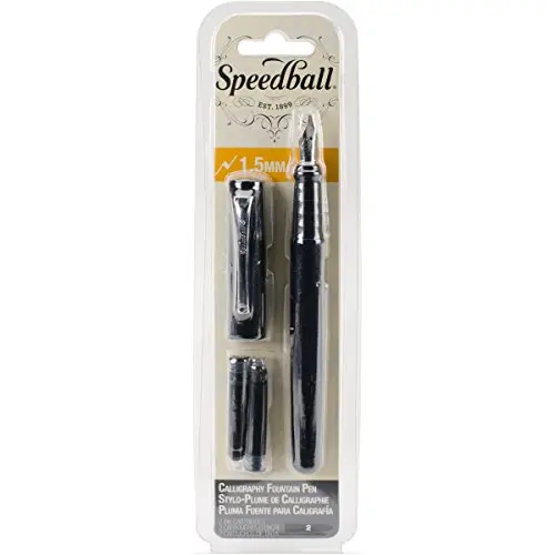 Speedball calligraphy fountain pen with 1.5mm nib in black
