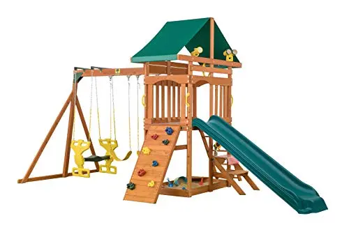 Large cedar set with swings, glider, and multi-activity tower