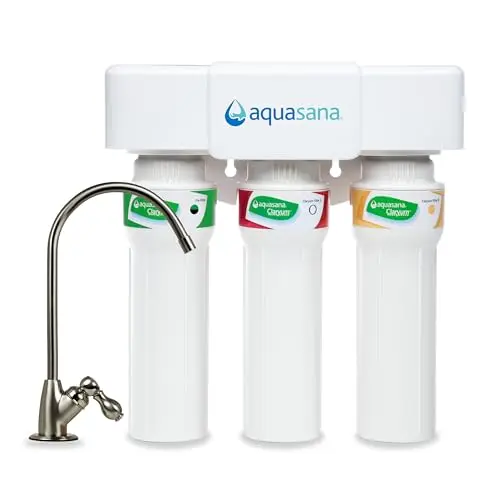 High-capacity under-sink system with brushed nickel faucet