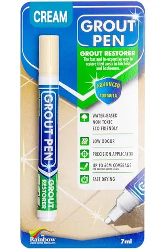 Rainbow Grout Pen in Cream color for recoloring tile grout