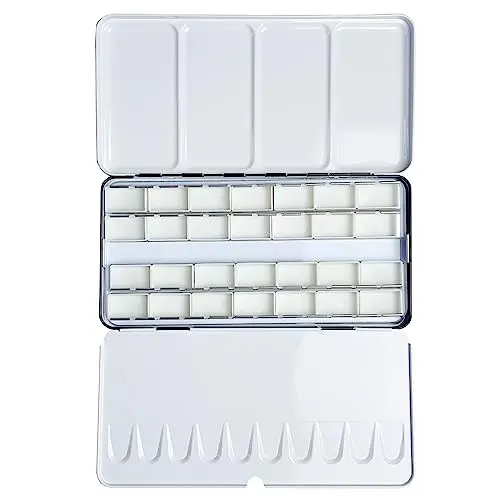 FCLUB metal watercolor tin palette with 28 full pans and mixing areas