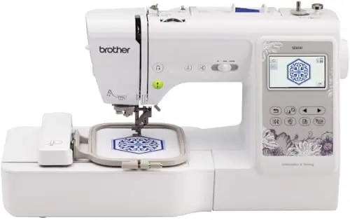 Brother SE600 sewing and embroidery machine with touchscreen display and accessories