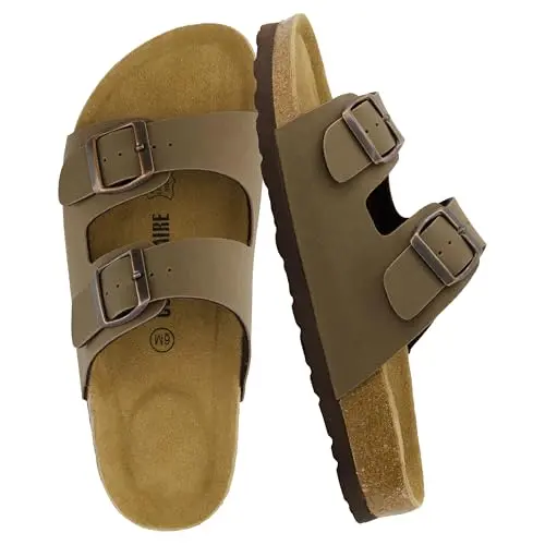 Double Buckle Suede Cork Sandal