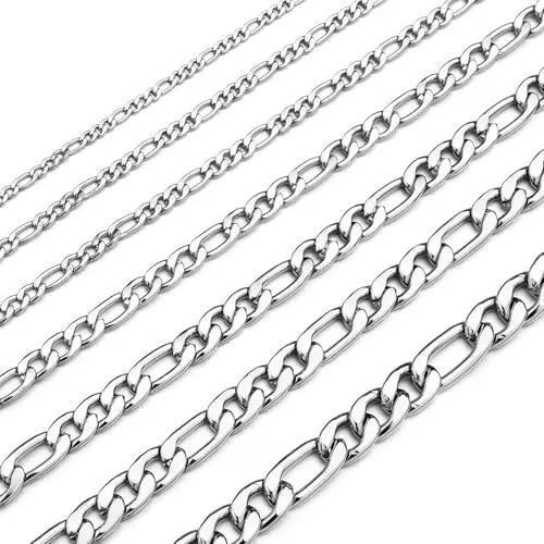 Monily 4mm stainless steel figaro chain necklace for men and women