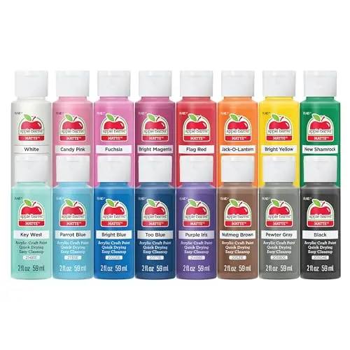 Apple Barrel 16-color acrylic paint set in assorted vibrant colors