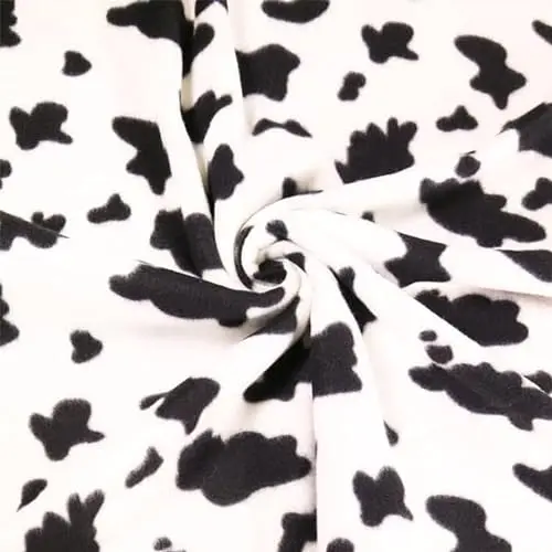 FabricLA ultra-soft polar fleece fabric by the yard in cow print pattern