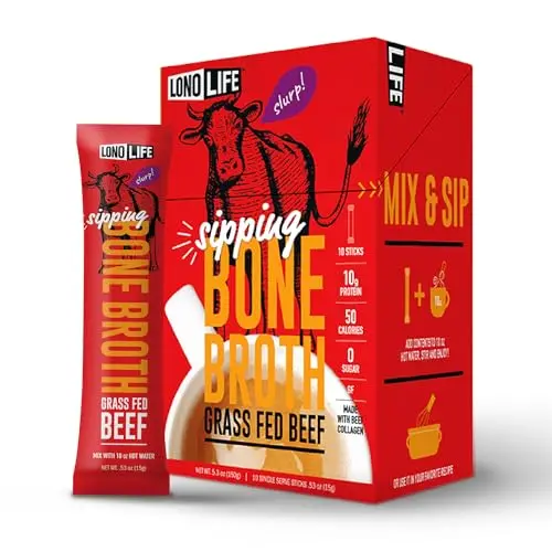 Grass-Fed, Collagen-Rich Beef Bone Broth, 10 Sticks