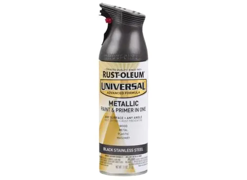 RUST-OLEUM universal metallic spray paint in black stainless steel