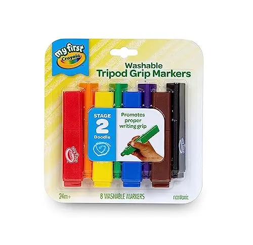 Crayola triangle toddler markers in eight colors with easy-grip design