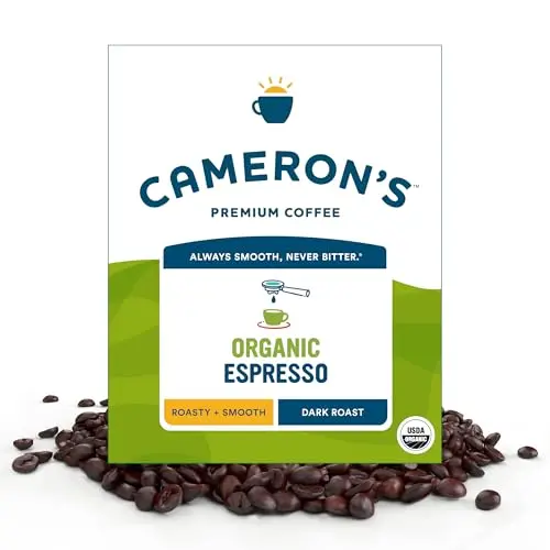 Cameron's Organic Espresso whole bean coffee bag