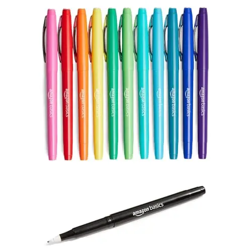 Amazon Basics felt tip marker pens in assorted colors