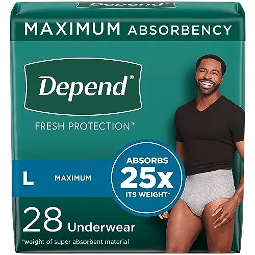 Men's Disposable Maximum, Grey, Large, 28 Pack