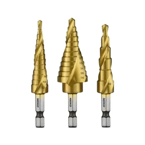 NEIKO 10181A step drill bit set with titanium coating