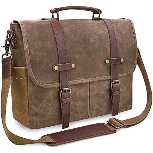 Genuine Leather & Canvas, 15.6-Inch