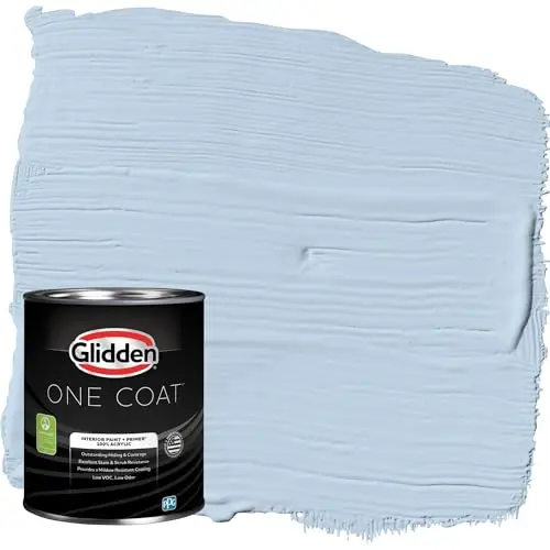 Glidden one coat blue semi-gloss paint for bathroom walls