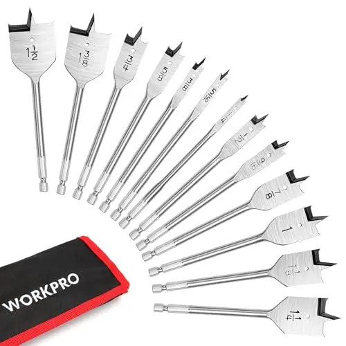 WORKPRO spade drill bit set with nylon storage pouch