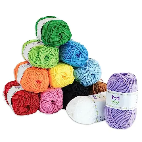 Mira HandCrafts 12 skein acrylic yarn set in rainbow colors