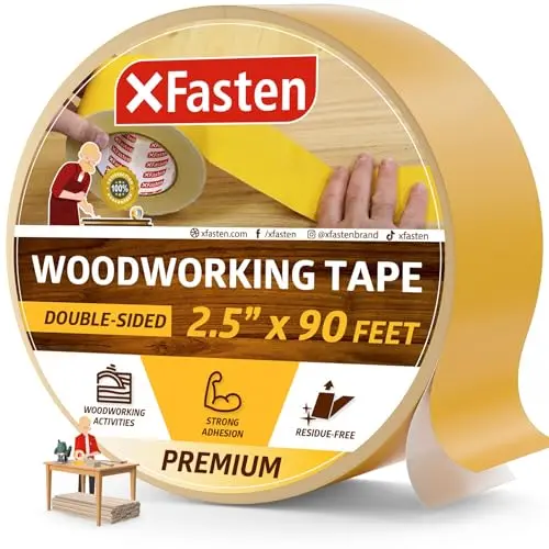 XFasten 2.5 inch wide double sided wood tape with yellow backing