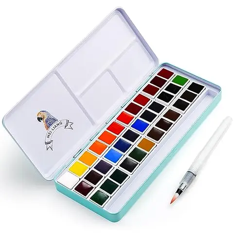MeiLiang 36-color watercolor set with metal ring and brush