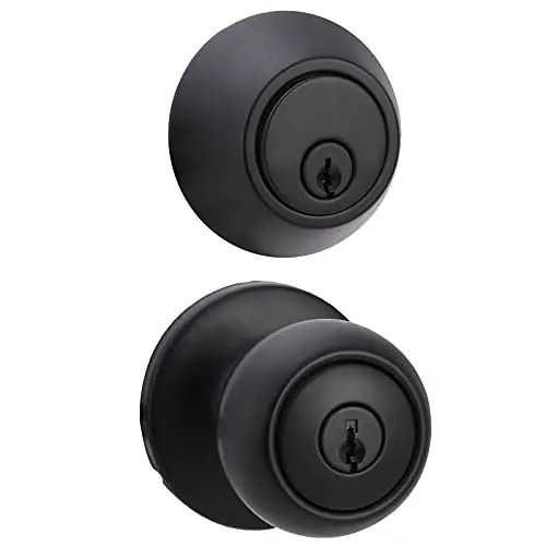 Budget Deadbolt & Knob Combo, Matte Black