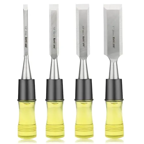 HURRICANE wood chisel set with four sizes and safety caps