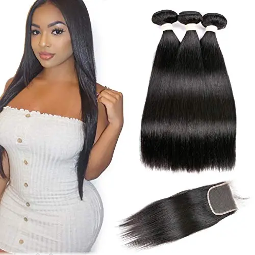 BEAUHAIR Straight Human Hair Bundles with closure piece