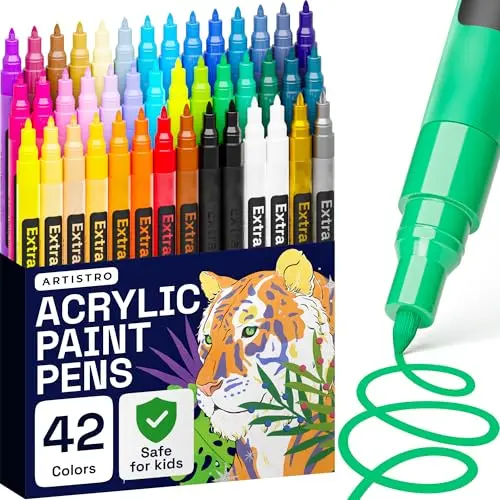 ARTISTRO 42-color acrylic paint pens for textile, canvas, and glass