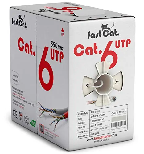 1000ft, 23 AWG, Solid Bare Copper, 10Gb, CMR, ETL Listed