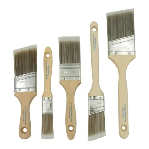 Pro Grade 5-piece paint brush set with flat and angle brushes
