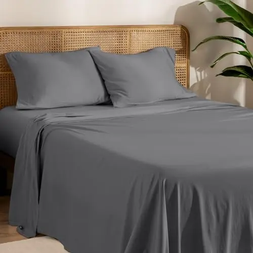 Bare Home organic cotton jersey sheets in grey