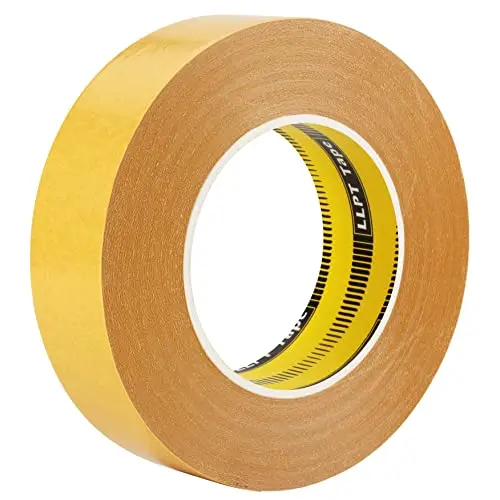 LLPT double sided woodworking tape in various sizes with yellow backing