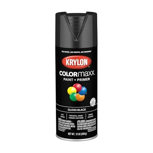 Krylon COLORmaxx spray paint and primer can in gloss black