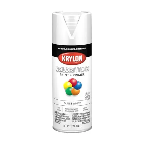 Krylon COLORmaxx Gloss White spray paint and primer can