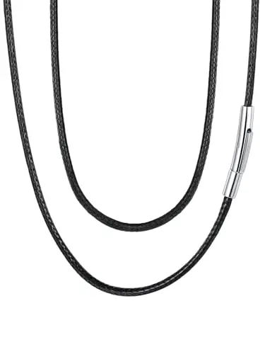 FaithHeart black leather necklace cord for men