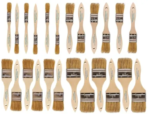 Pro Grade 24-pack chip brush set with natural china bristle for oil paint