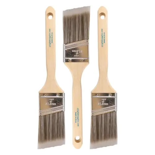 Pro Grade 3-pack angle paint brushes with wood handles