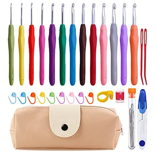 Mayboos crochet hooks set with ergonomic handles and storage case