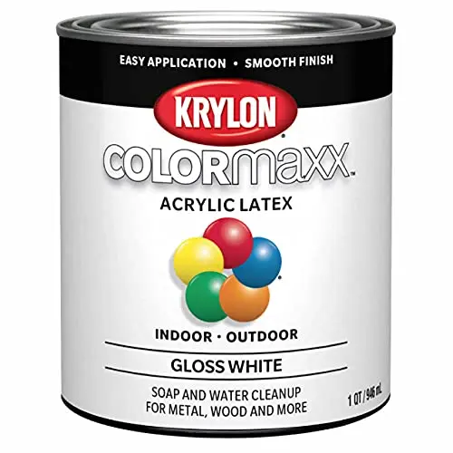 Krylon COLORmaxx brush-on paint in gloss white for indoor and outdoor use