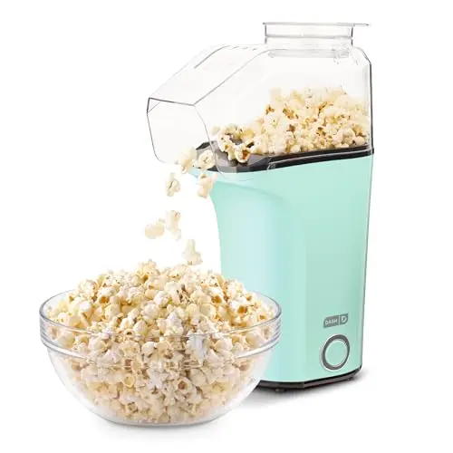 DASH hot air popcorn popper in aqua color