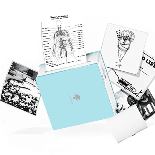 Phomemo M02 mini pocket sticker printer in cyan color