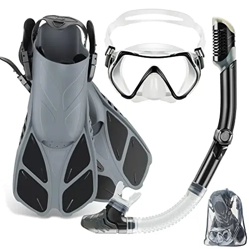 Panoramic Mask, Trek Fins, Dry Snorkel + Travel Bag