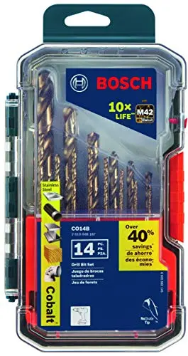 BOSCH CO14B cobalt drill bit set with titanium finish