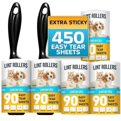 Polardo sticky lint rollers for pet hair removal on clothes and furniture