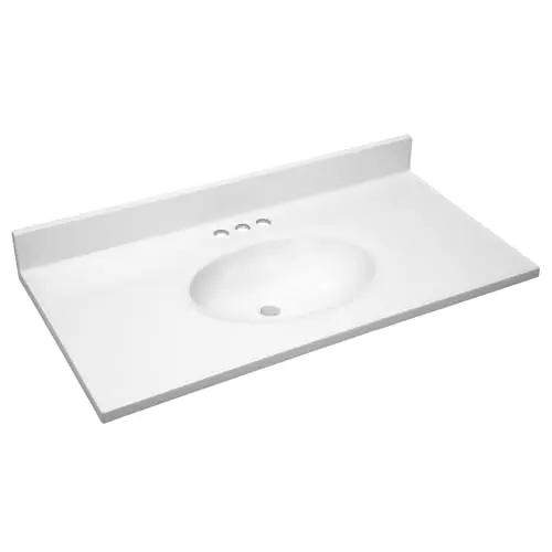Design House cultured marble vanity top with oval integrated sink and backsplash