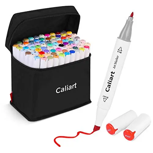 Caliart 81 colors alcohol markers with fine and chisel tips