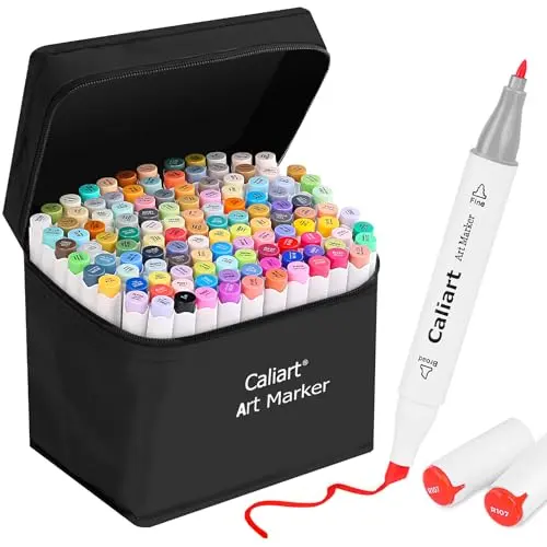 Caliart 121 colors alcohol based markers with dual tips