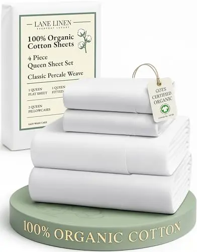 LANE LINEN organic cotton sheets in pure white with percale weave