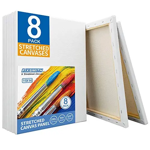 FIXSMITH 8-pack 11x14 inch stretched canvases for oil painting